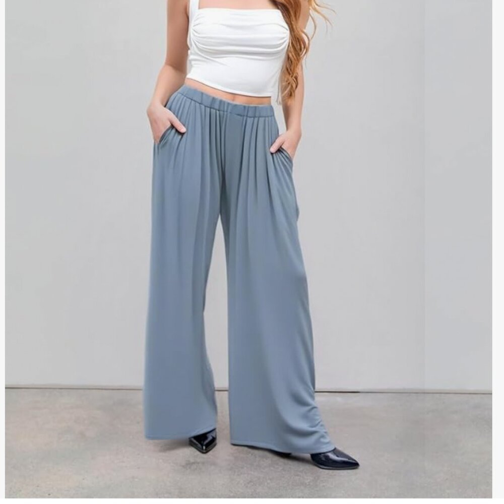 NWT CIDER Casual Wide Leg Drapey Palazzo Pants Pockets Size Small